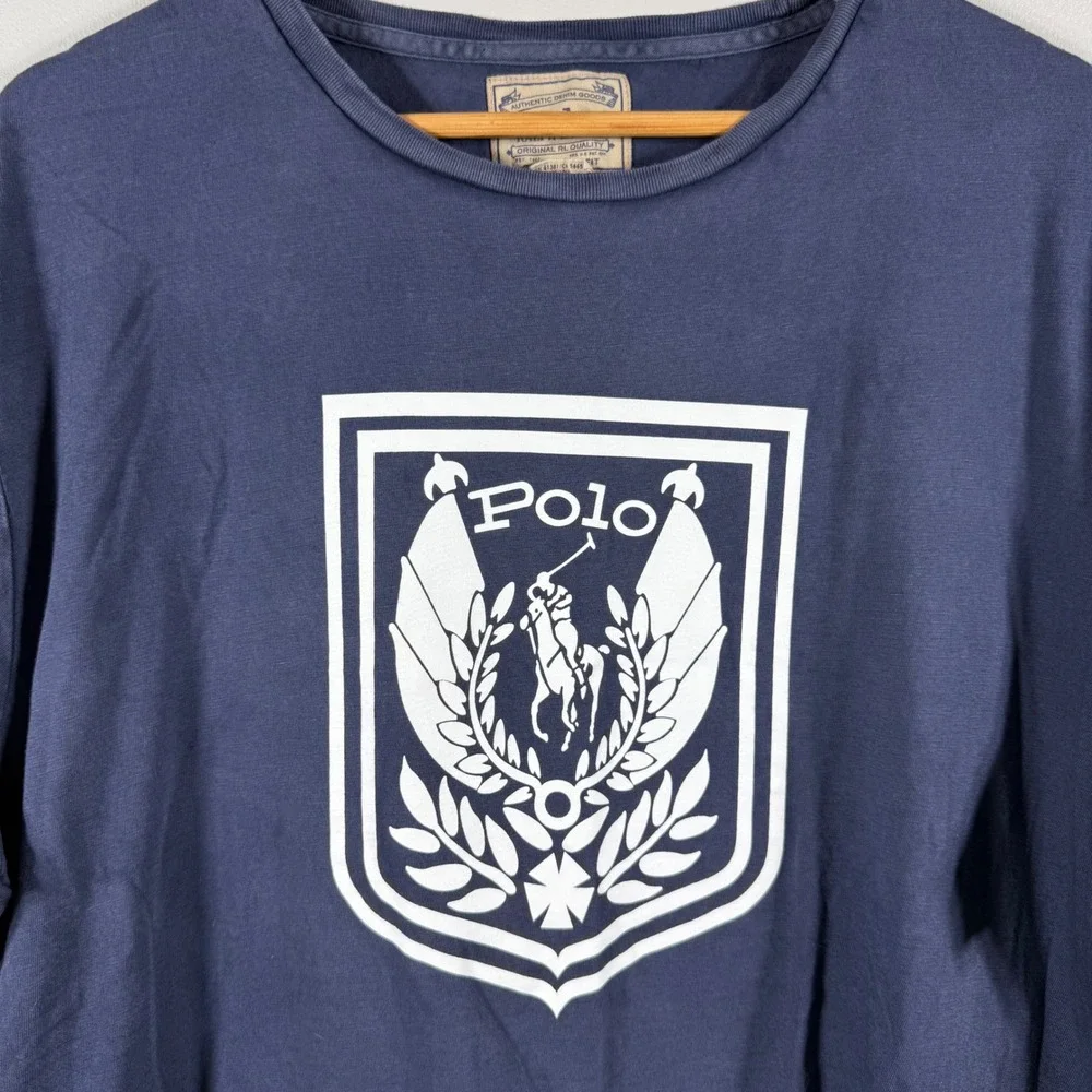 Polo Ralph Lauren Crest Shield Graphic T-Shirt Navy Blue XL